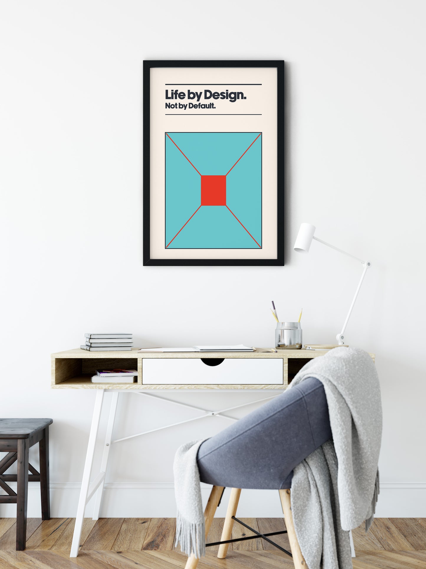 Inspirational Quote| Art Print | Life by Design, not by Default | Minimalist Swiss Art Style | Wall Decor