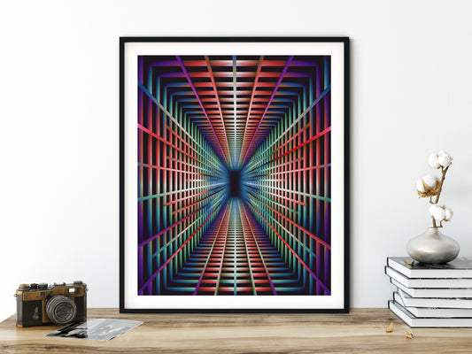 Colorful 3D Grid Art Print, Op Art Inspired, Art Print