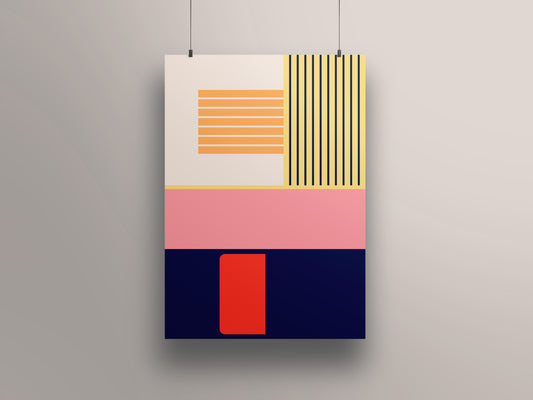 Geometric Abstract Wall Art Print, Mid-Century Modern Style, Art Deco